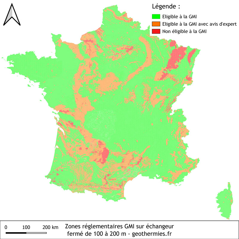Carte réglementaire de la Géothermie de Minime Importance en France